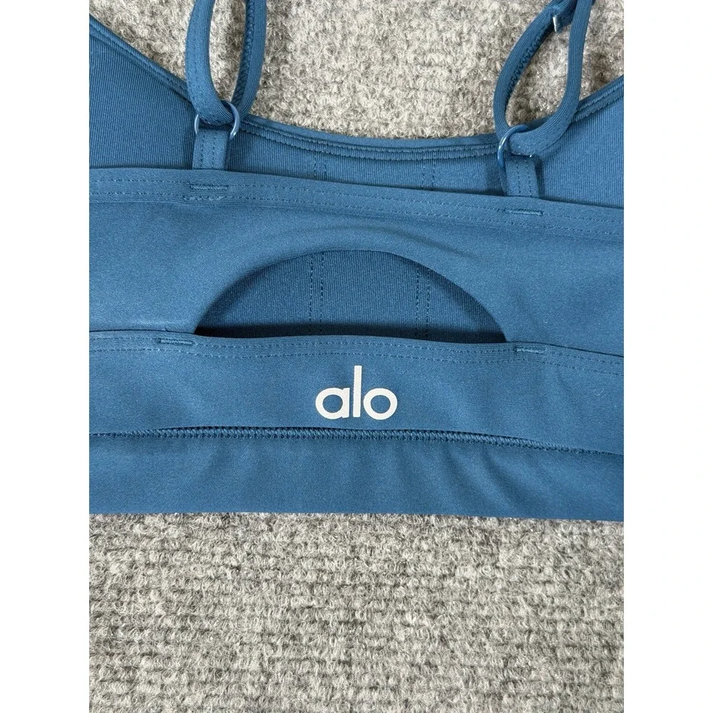 Alo Yoga Airlift Intrigue Bra Women's Small Eclipse Blue Strappy Sports Bra Rare